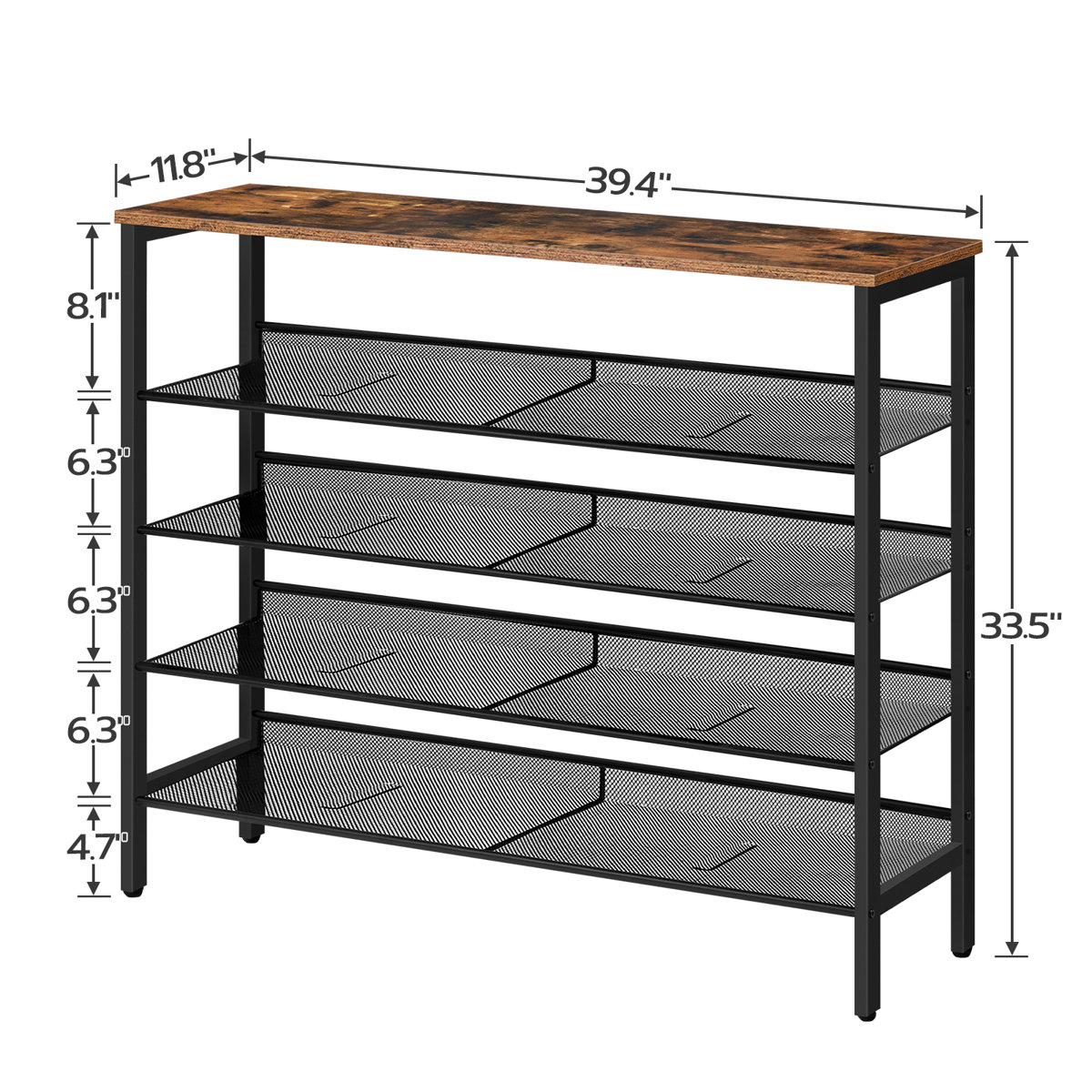 39.4'' W 5 Tier 25 Pair Shoe Rack